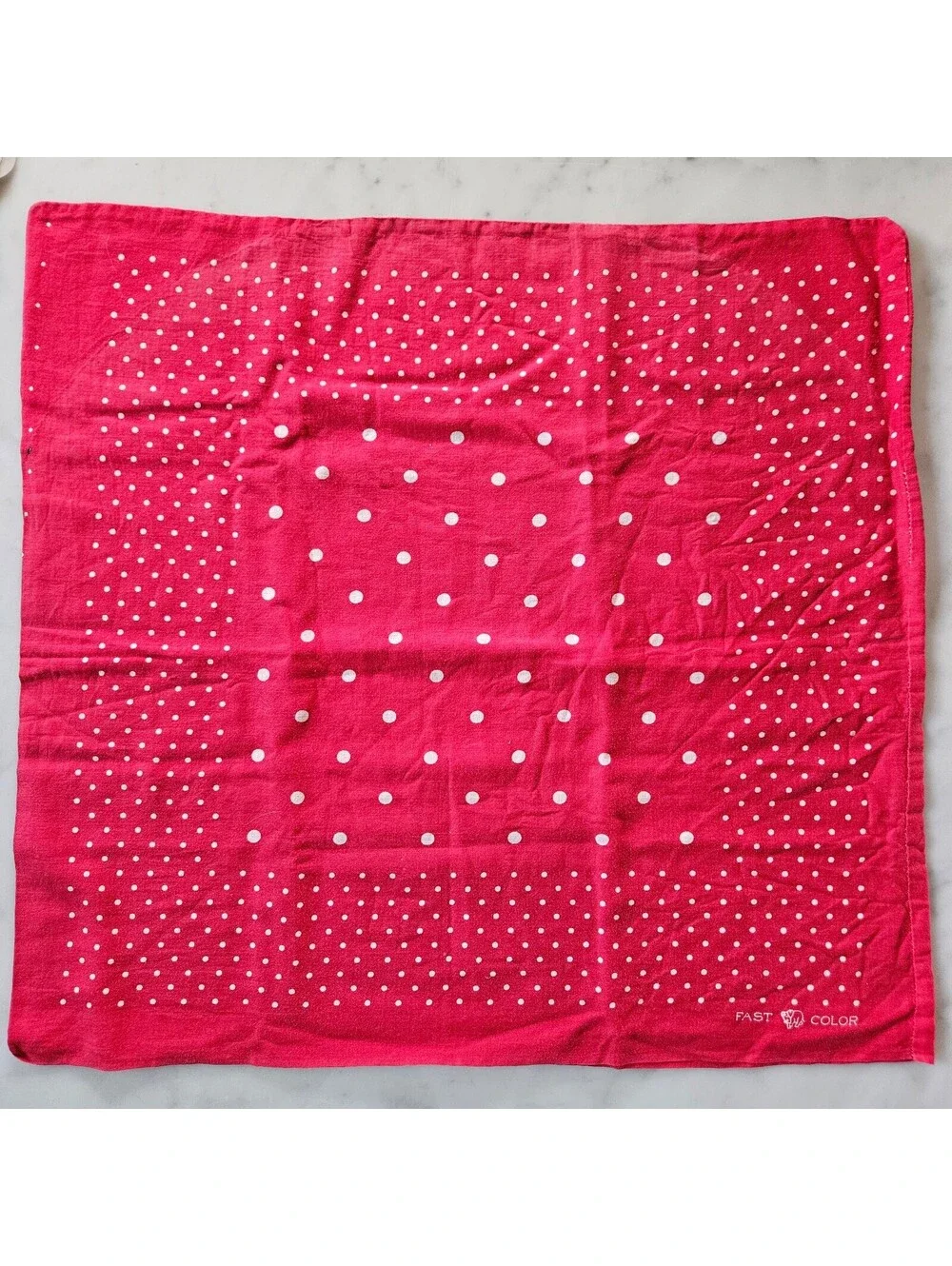 Vtg Fast Color Bandana Trunk Down Elephant Red White Polka Dot 17